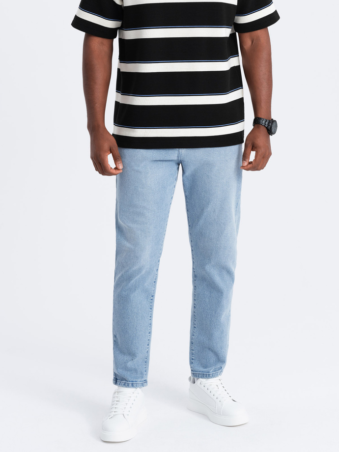 Pantaloni din denim CARROT FIT pentru bărbați cu frecare subtilă - albastru deschis V2 OM-PADP-0162