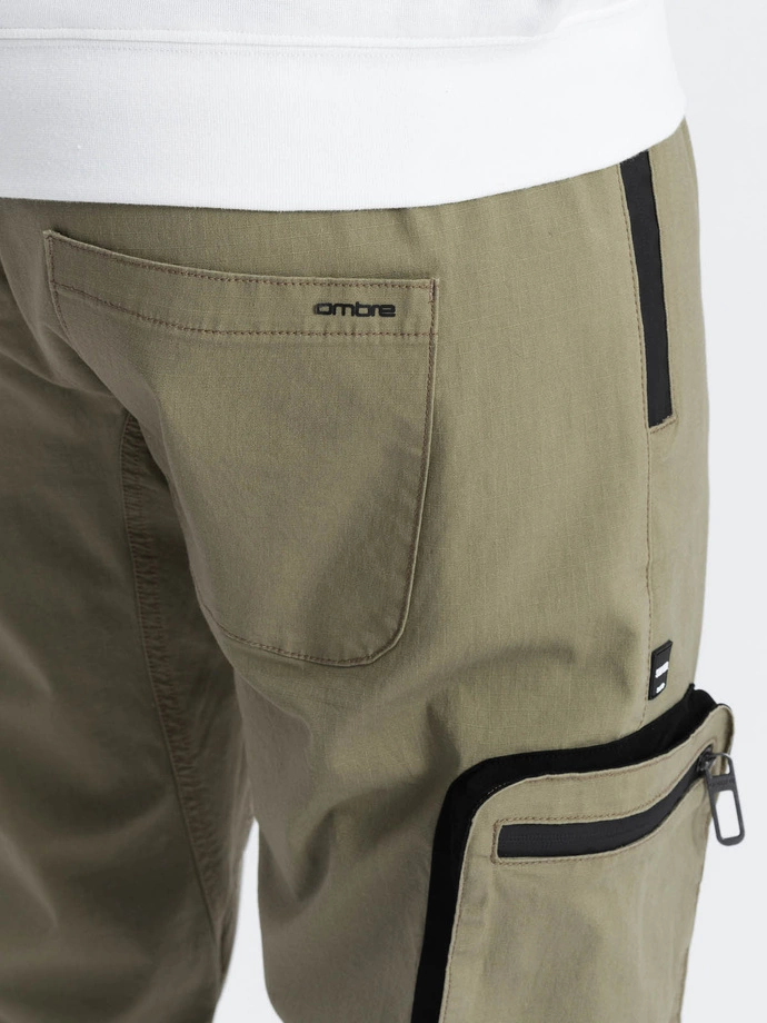 Pánske nohavice JOGGER s cargo vreckami na zips - svetlosivé V1 OM-PAJO-0135