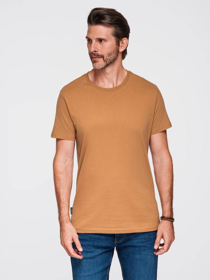 Tricou clasic BASIC din bumbac pentru bărbați - violet V13 OM-TSBS-0146