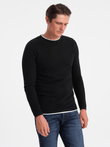 Men's cotton sweater with round neckline - black V1 OM-SWSW-0103