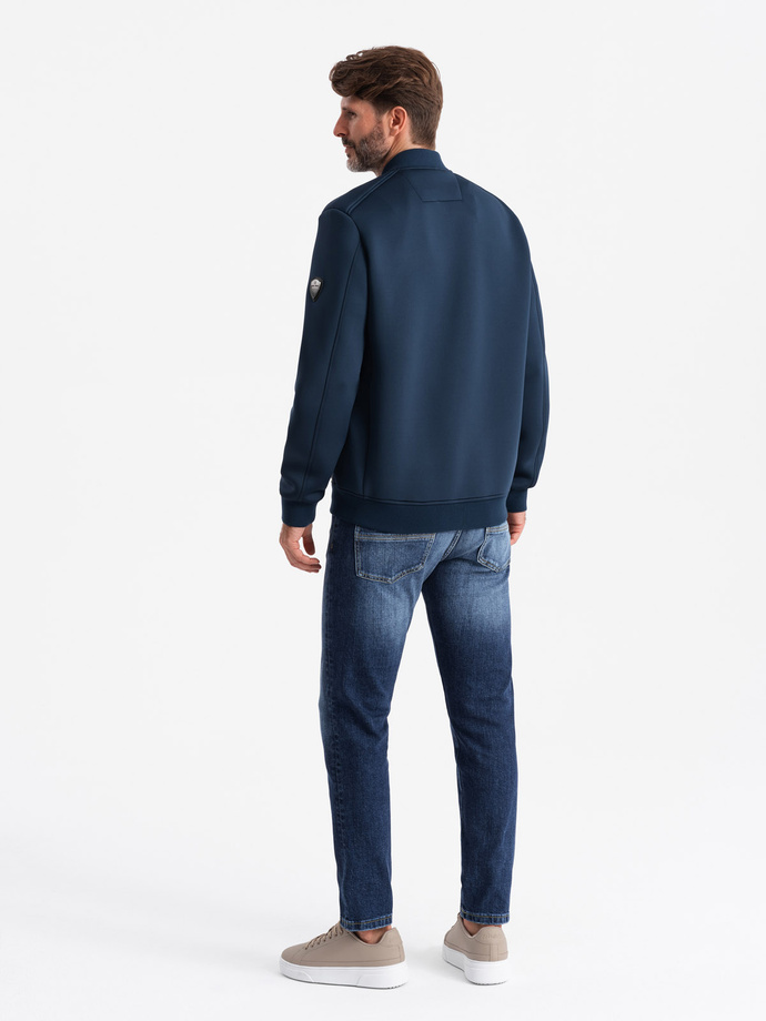 Men's quilted bomber jacket - navy blue V2 OM-JALP-0141