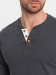 Men's longsleeve with buttons at the neckline - graphite V9 OM-LSCL-0107