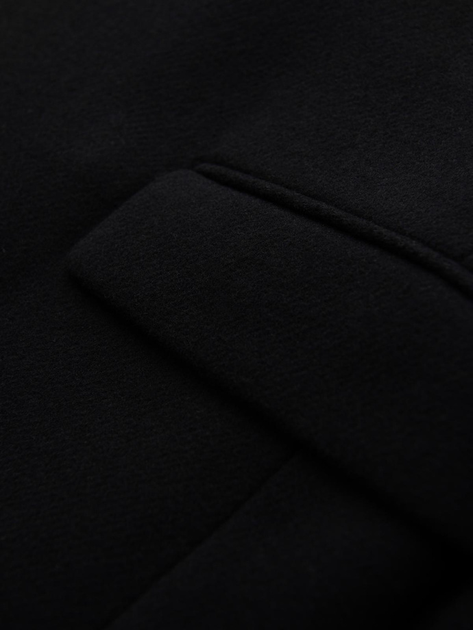 Palton bărbătesc din lână cu croială dublă - negru V2 OM-COWC-0133