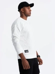 Pánska mikina RELAXED FIT s vyrazenými písmenami - ecru V2 OM-SSNZ-0164