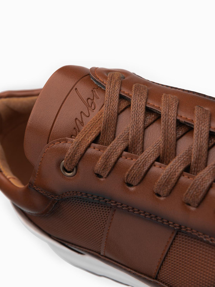 Pantofi sport bărbați adidași din piele ecologică - maro V1 OM-FOSL-0181