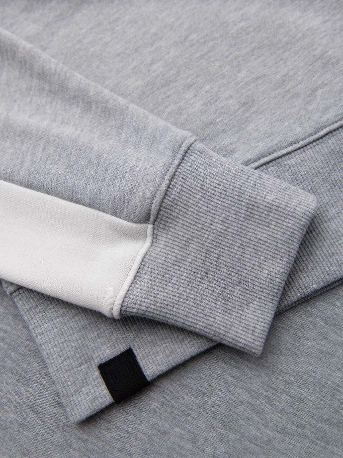 Pánská mikina s kontrastním lemováním a raglánovými rukávy - šedý melír V2 OM-SSNZ-0200