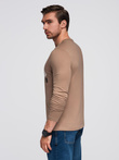 Men's urban print longsleeve - light brown V1 OM-LSPT-0131