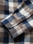 Cămașă clasică bărbătească din flanelă de bumbac cu carouri - maro și bleumarin V1 OM-SHCS-0157