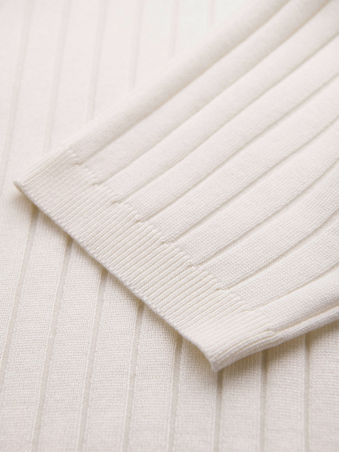 Pánská polokošile SLIM FIT z viskózy se svislými pruhy - broken white V3 OM-POSS-0143