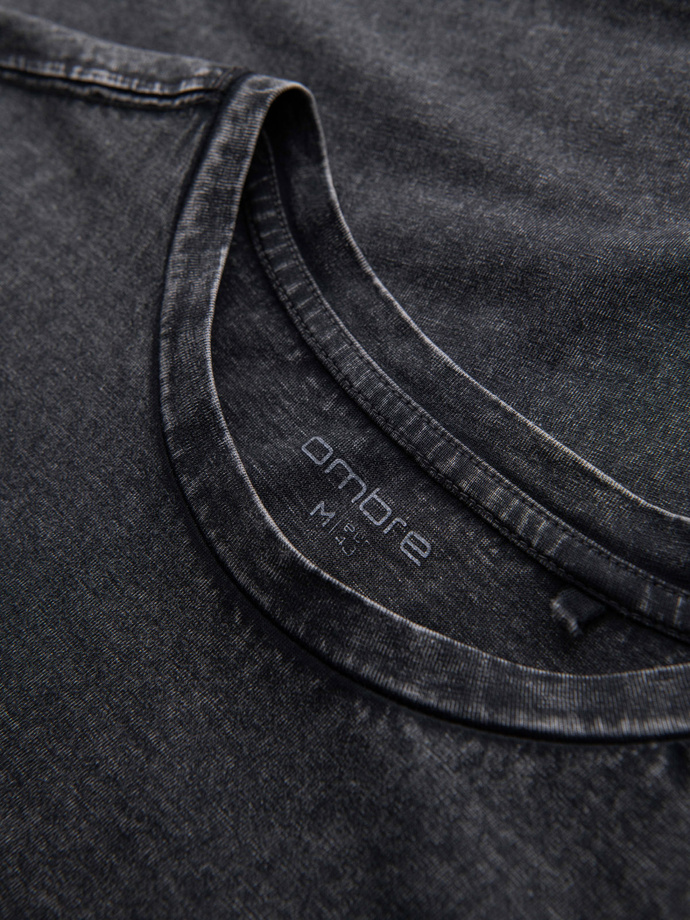 Tricou pentru bărbați cu efect de spălare - negru V1 OM-TSWT-0116