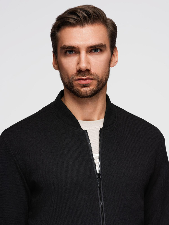 Men's raglan sleeve bomber jacket - black V1 OM-JANP-0159