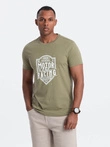 Tricou bărbătesc imprimat stil motocicletă - olive V2 OM-TSPT-0125