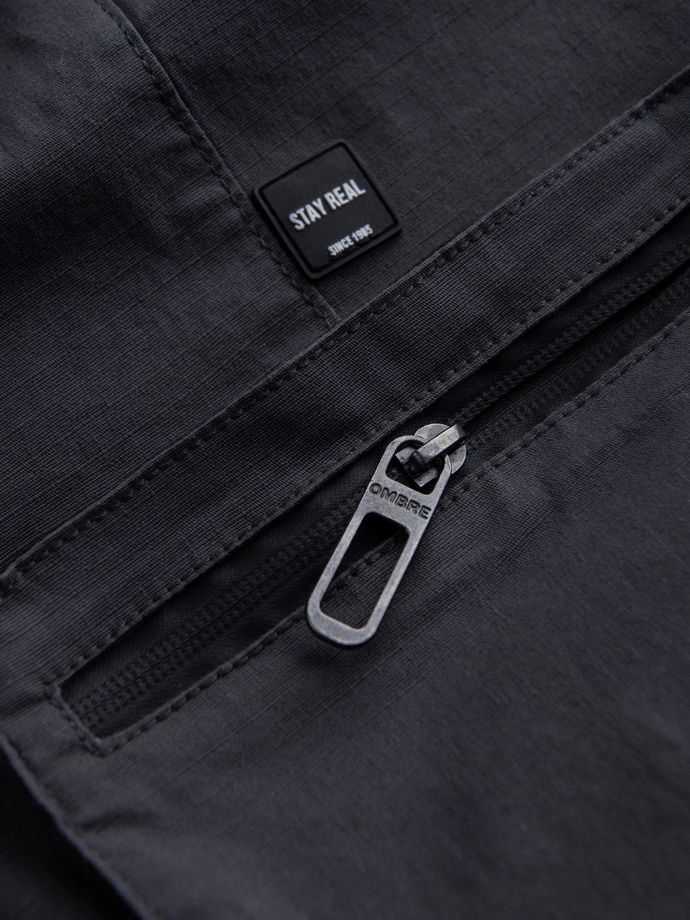 Pánske nohavice JOGGER so stojačikom a cargo vreckami na zips - grafitová V6 OM-PAJO-0135