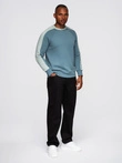 Men's sweatshirt with contrasting stripes and raglan sleeves - bleached turquoise V4 OM-SSNZ-0200