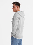 Men's softly structured hooded sweatshirt - grey V4 OM-SSZP-0191