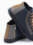 Men's sneakers shoes with contrasting elements - navy blue V2 OM-FOTH-0140