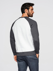 Men's contrast sweatshirt with reglan sleeves - cream and graphite V1 OM-SSNZ-0239