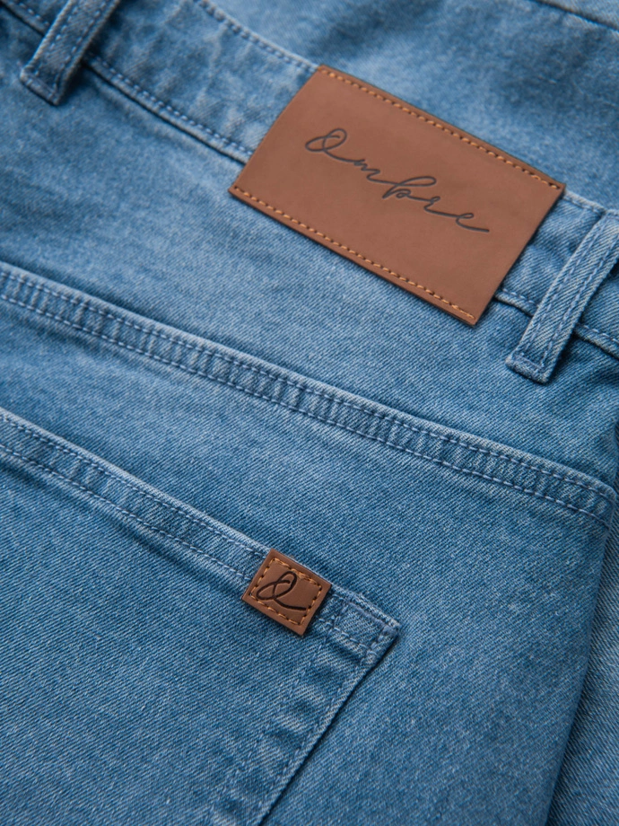 Pánské džínové šortky s ohrnutou nohavicí - modré V2 OM-SRDS-0164