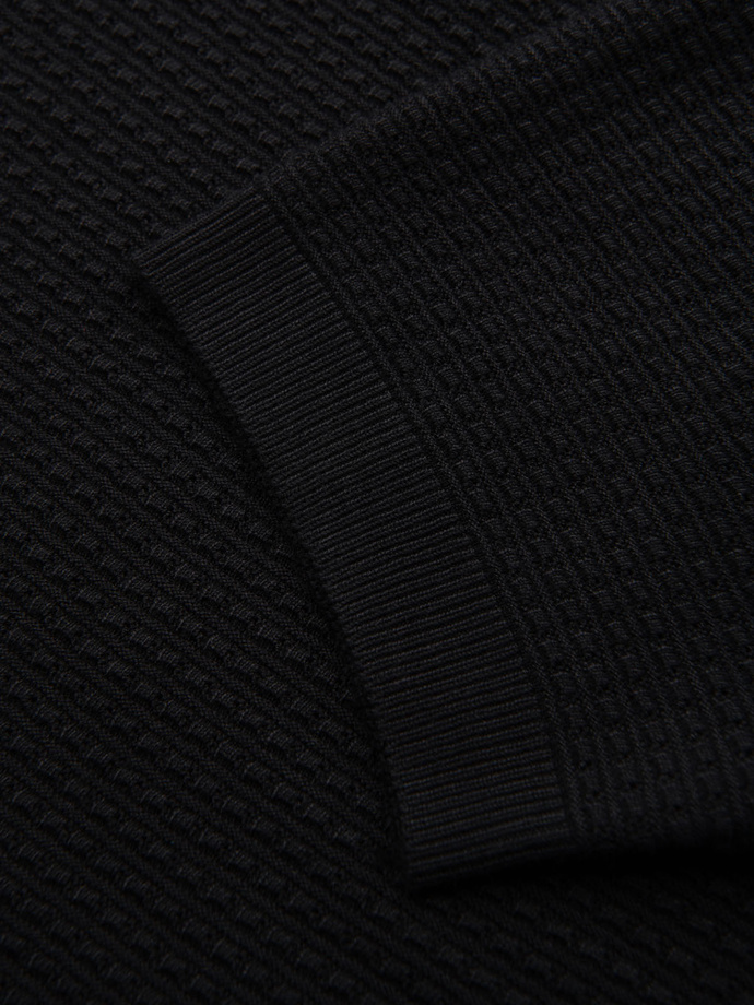 Men's knitted unbuttoned polo shirt - black V3 OM-POSS-0157