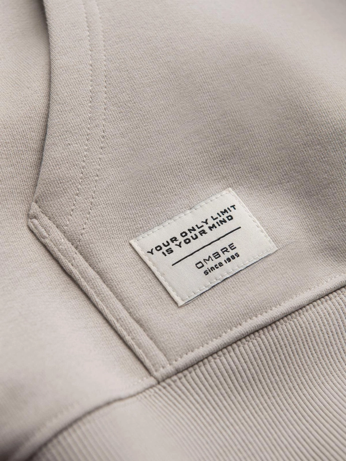 Men's BASIC kangaroo hooded sweatshirt - light beige V1 B1674