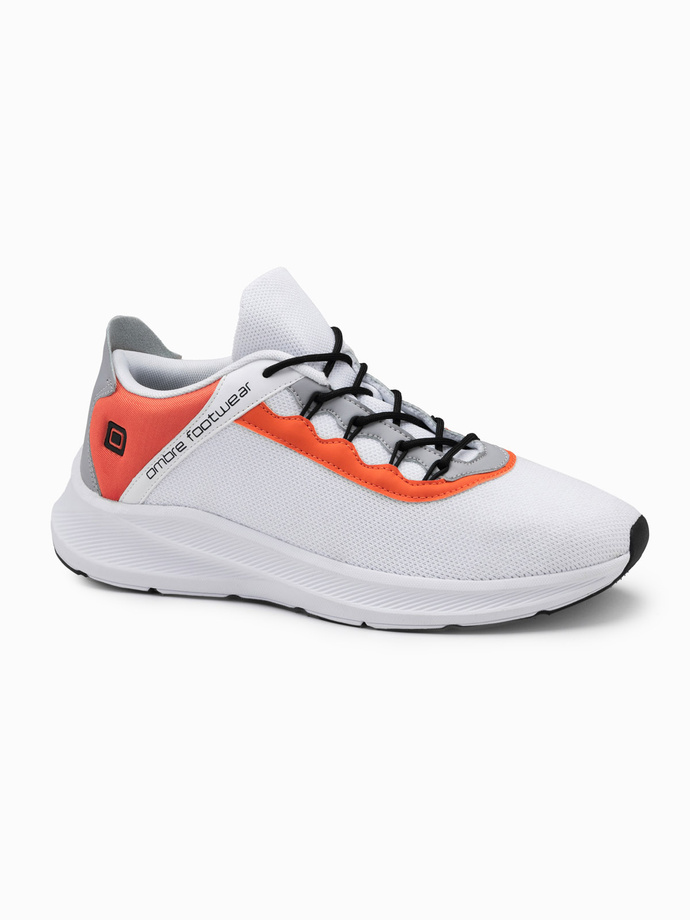Men's sneakers with neon inserts - white V1 OM-FOKS-0118