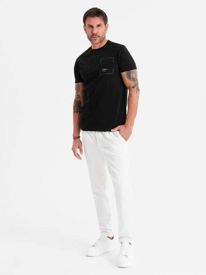 Tricou bărbătesc din bumbac cu buzunar - negru V1 OM-TSPT-0154