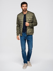 Men's quilted bomber jacket - dark olive green V3 OM-JALP-0141