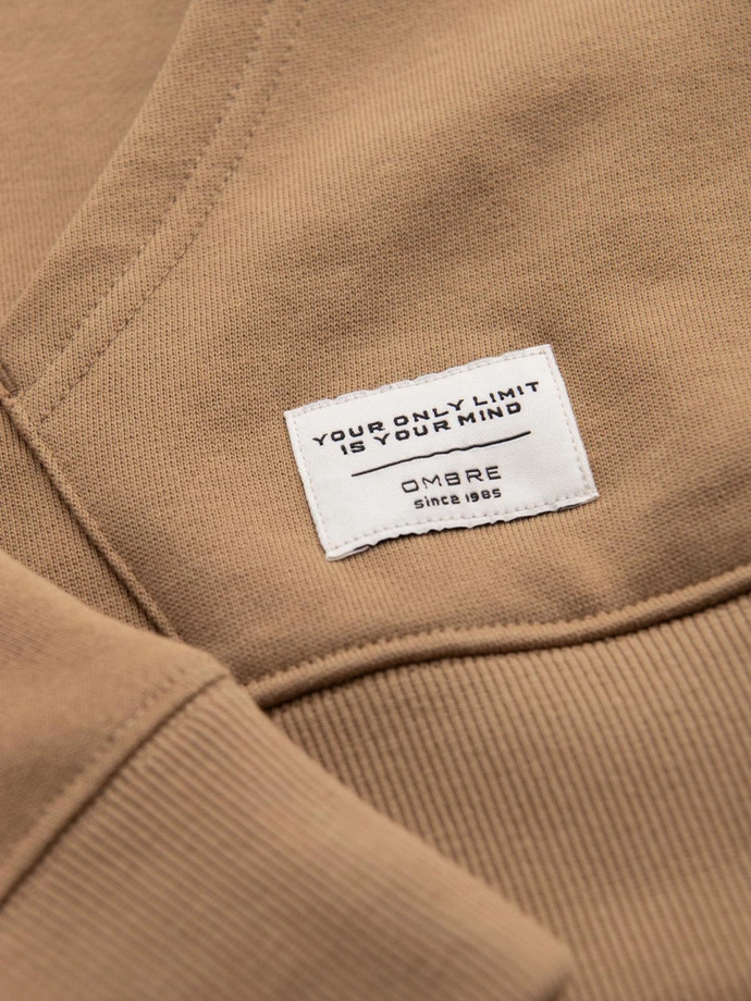 Men's BASIC kangaroo hooded sweatshirt - brown V2 B1674