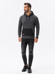 Men's combined materials HOODIE sweatshirt - graphite V2 OM-SSNZ-22FW-016