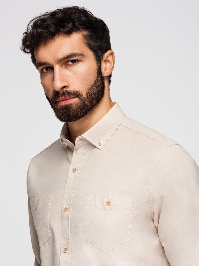 Blazer bărbătesc cu croială REGULAR cu in - crem V1 OM-BLZB-0128