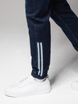 Pantalon sport bărbătesc din denim cu bordură - albastru închis V4 OM-PADJ-0156