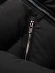 Men's quilted jacket with cut of ramoneski with hood - black V1 OM-JAHP-0252