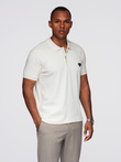 Men's polo shirt with zipper neckline - white V1 OM-POSS-0148