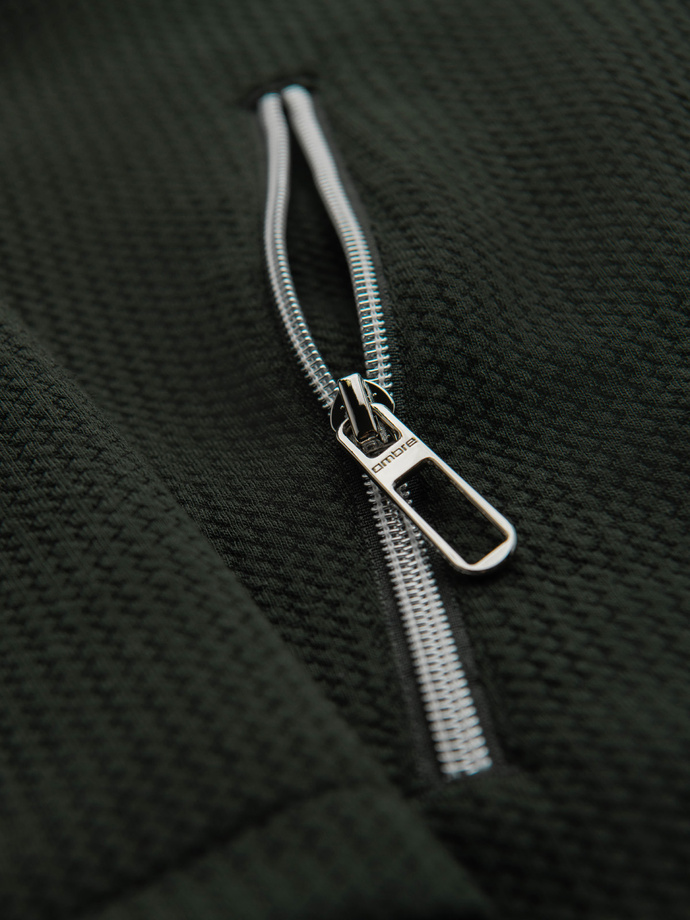 Pánská strukturovaná bunda se stojáčkem - tmavě zelená V3 OM-JANP-0229