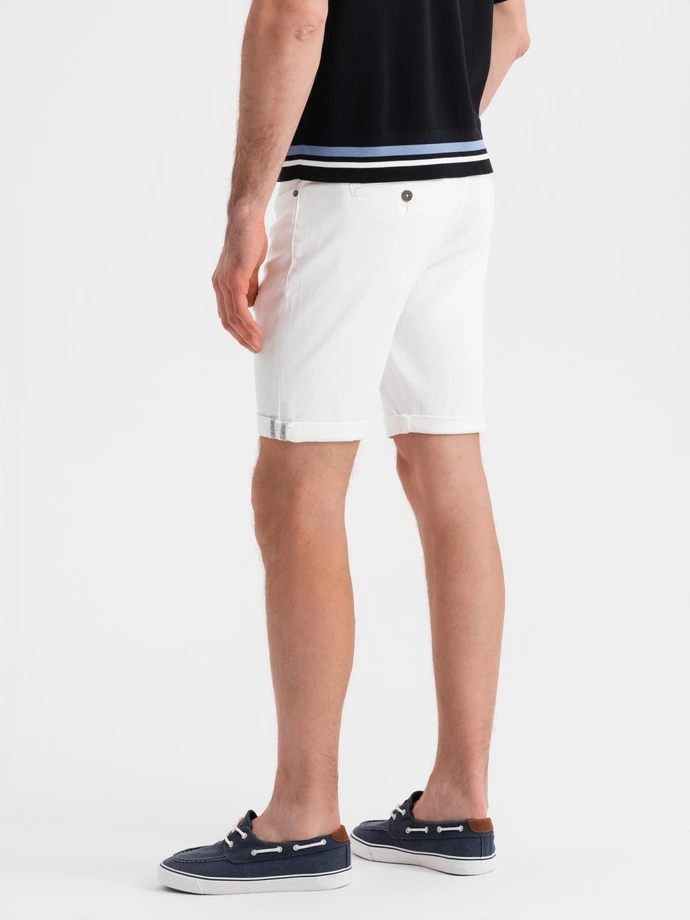 Men's denim classic shorts with rolled up leg - white V1 OM-SRDS-0162