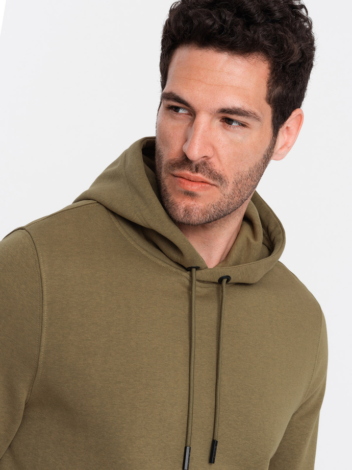 BASIC men's cotton kangaroo hooded sweatshirt - olive V2 OM-SSBN-0161