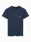 Men's casual t-shirt with pocket patch - navy blue V10 OM-TSCT-0109