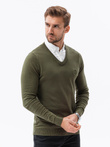 Pulover pentru bărbați cu guler alb - olive V5 E120