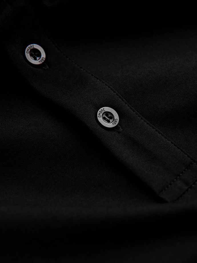 Men's elastane polo shirt with contrasting elements - black V2 OM-POSS-0123