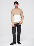 Men's OVERSIZE sweatshirt with contrasting color combination - beige V2 OM-SSNZ-0130