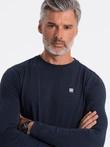 Men's signature elastane longsleeve with round neckline - navy blue V2 OM-LSCL-0102