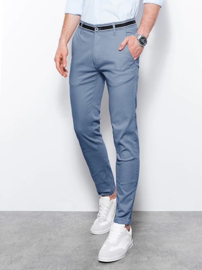 Pantaloni chino pentru bărbați cu talie decorativă - albastru V7 P156