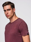 Men's T-shirt with wash effect - burgundy V3 OM-TSWT-0116