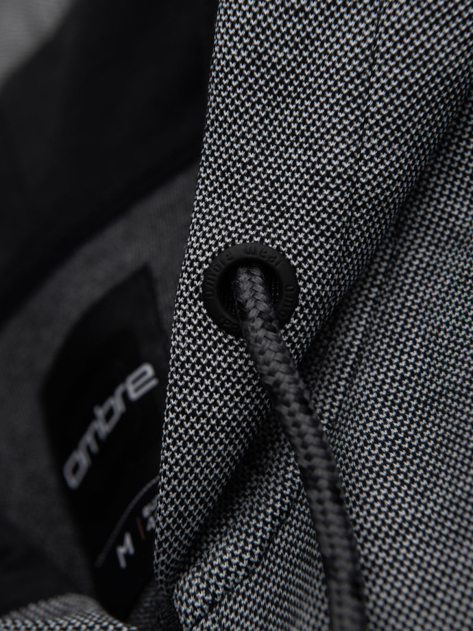 Men's softly structured hooded sweatshirt - black V1 OM-SSZP-0191