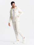 Set trening BASIC pentru bărbați - hanorac cu fermoar + pantaloni sport - crem V5 Z86