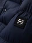 Men's quilted jacket with high zipped hood - navy blue V2 OM-JAHP-0238