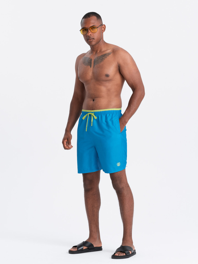 Men's swim shorts with two-tone welt - blue V6 OM-SRBS-0141