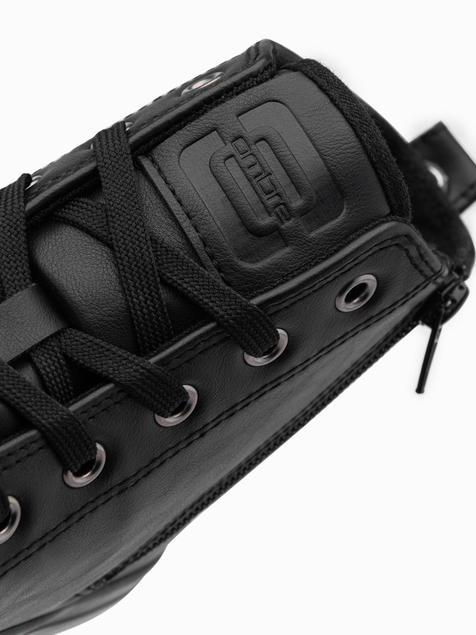 Adidași bărbătești cu vârf înalt și deget decorativ - negru V1 OM-FOTH-0157