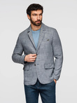 Men's REGULAR cut jacket with linen - graphite V5 OM-BLZB-0128