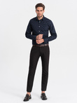 Classic men's cotton SLIM FIT shirt in anchors - navy blue V2 OM-SHCS-0156